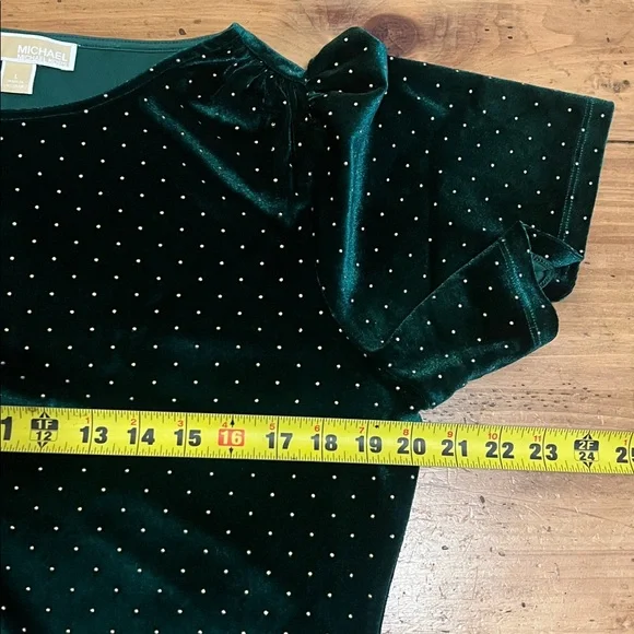 Michael Kors Dark Green velvet blouse size L - Picture 9 of 12